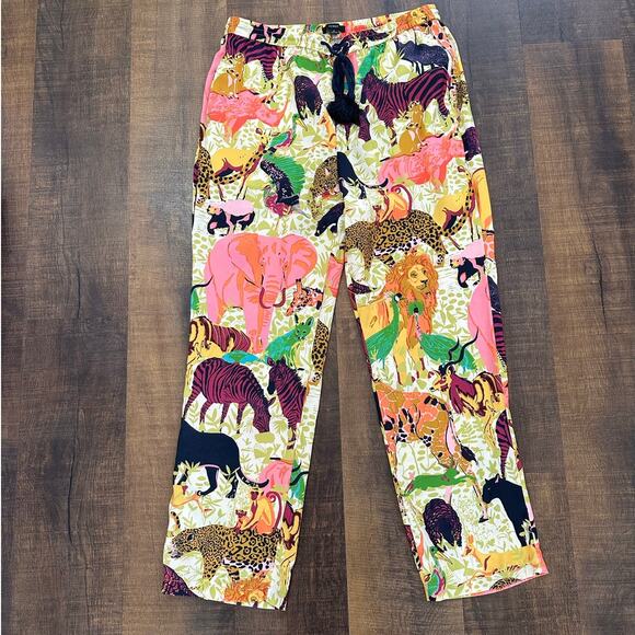 J.Crew Drapey Ratti Safari Print Wide Leg Pants Women’s Size 8 - Picture 1 of 9